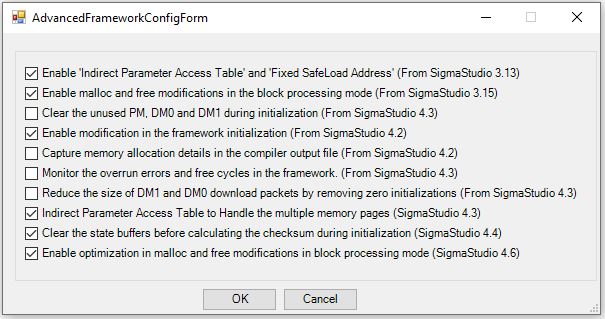 Advanced Framework Configurations (ADAU145x/ADAU146x)