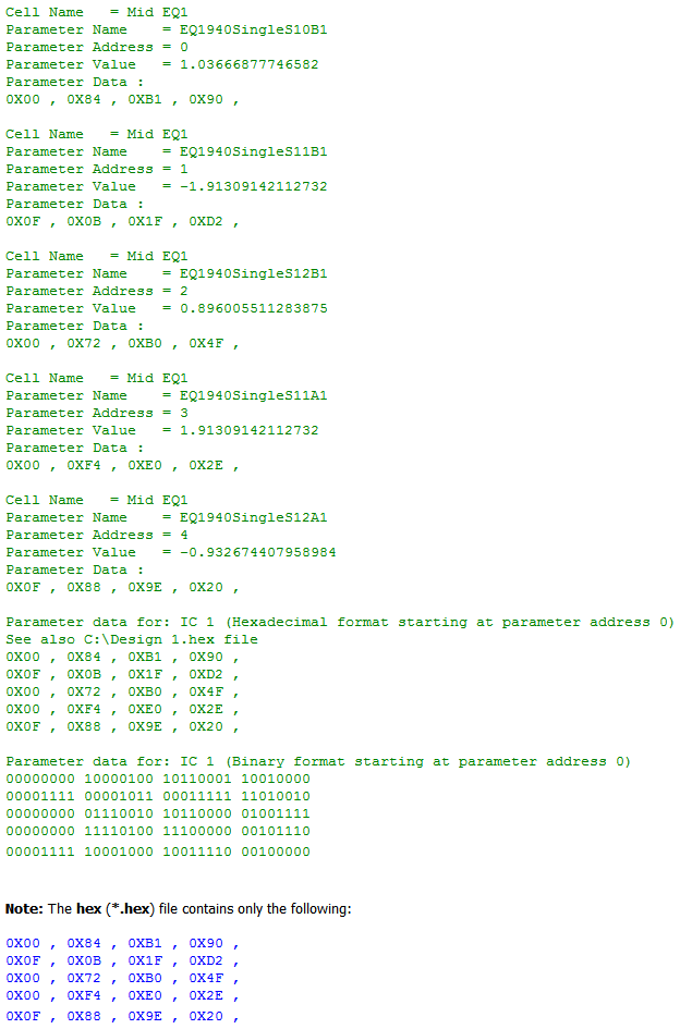 Export Program and Parameters