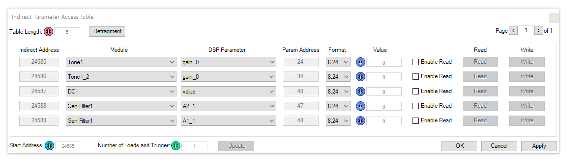 Indirect Parameter Access Table (IPAT) (ADAU146X, ADAU145X, ADAU144X)